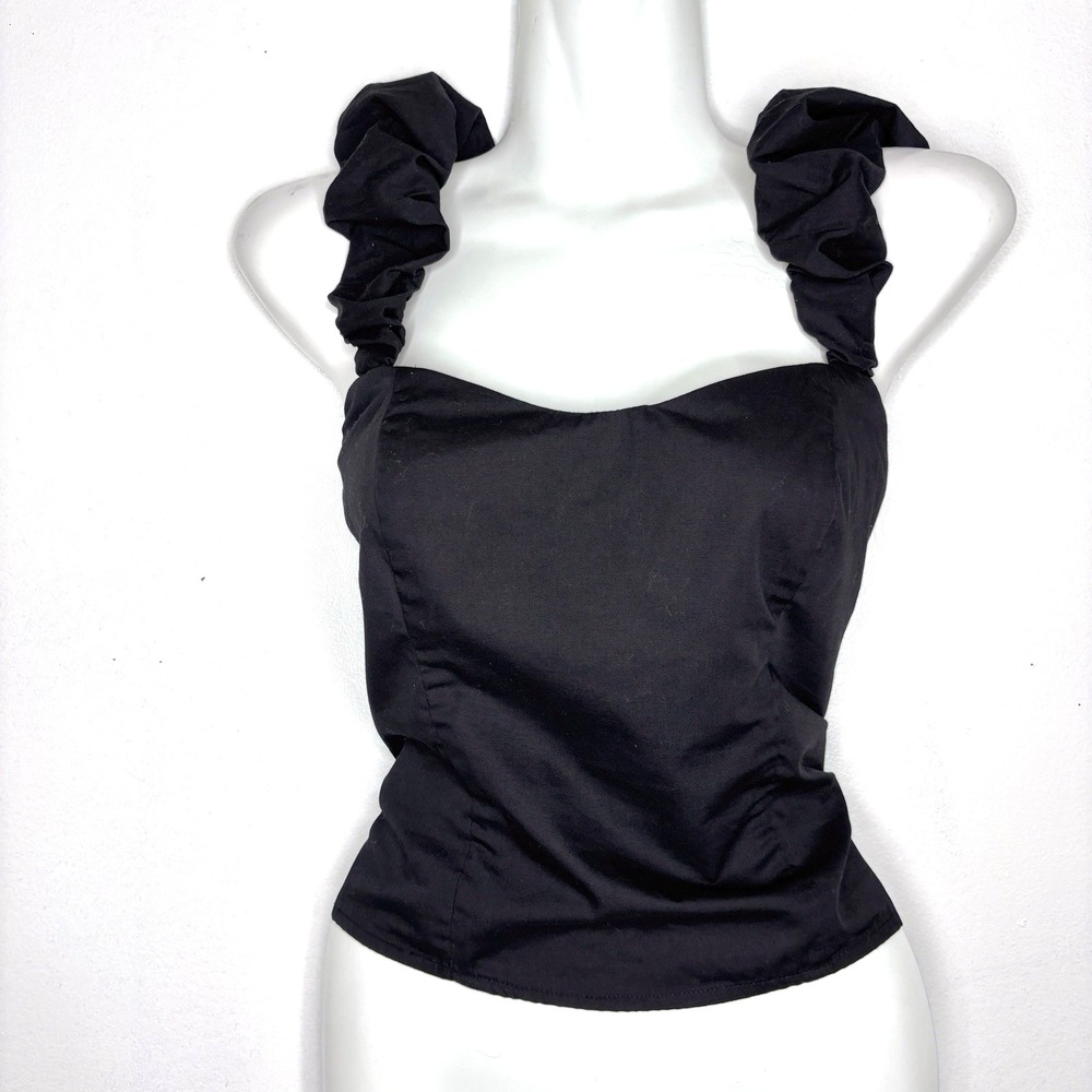 Abercrombie Fitch Corset Tank Top Small Black Minimalist Cottagecore Coquette